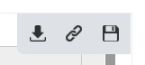Screenshot of the table tool bar showing options to download, link and save the table.