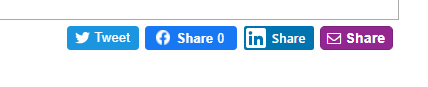 Screenshot of the icons available to allow 'Social Media' to share the report: Twitter, email, Facebook and 'In Share'