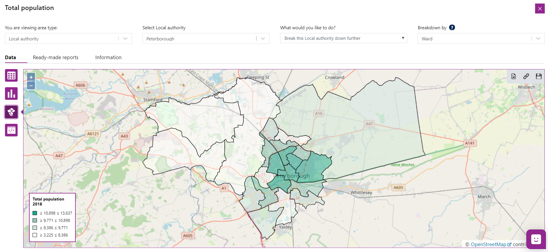 Screenshot: data shown as a map view