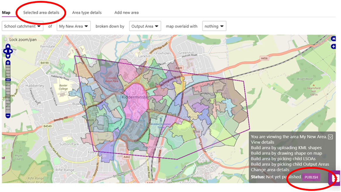 Screenshot highlighting the two ways of publishing the map.