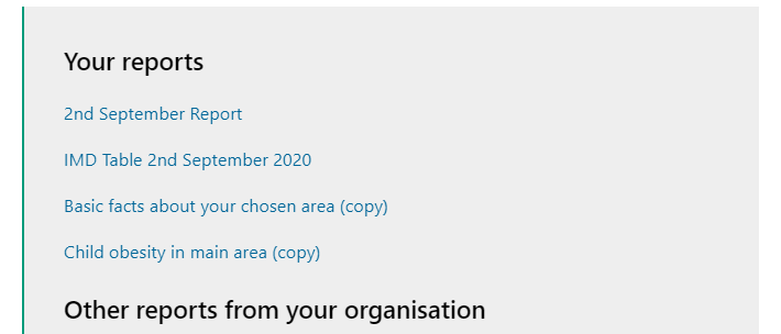 Screenshot showing where  'Your reports' appear on the Hub page