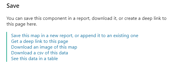 Screenshot showing the Save options for the map