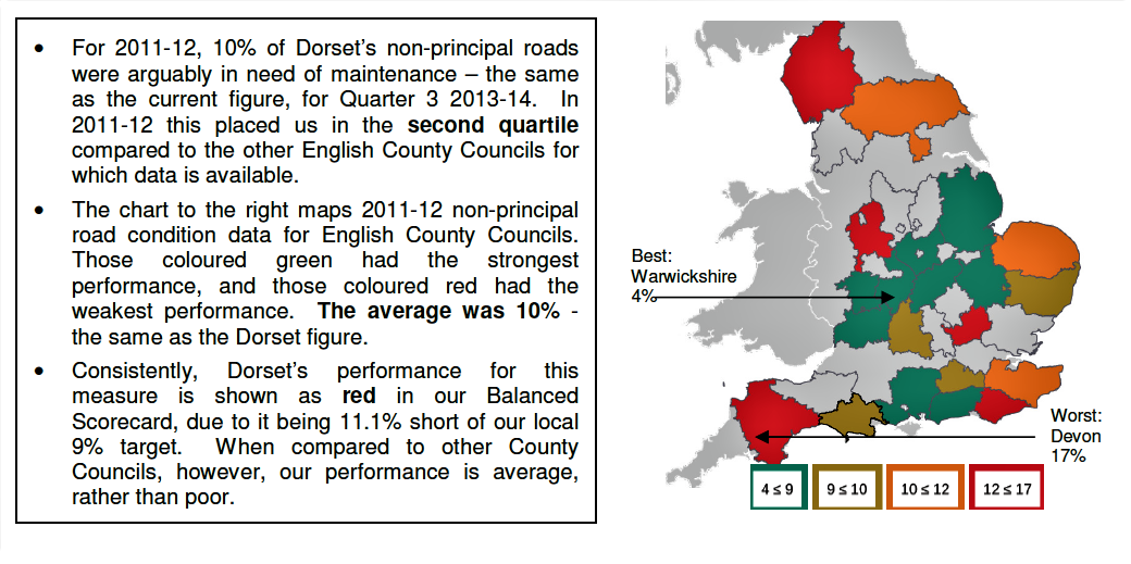 Screen shot showing LG Inform map used in a Corporate Performance Monitoring Report