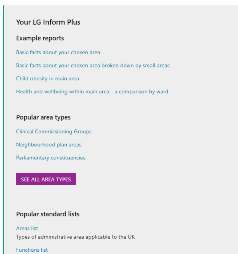 Screenshot of the reports section of LG Inform Plus homepage